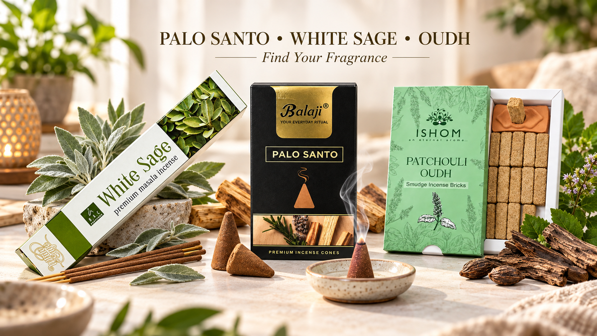 Palo Santo White Sage and Oudh incense collection at JP MART