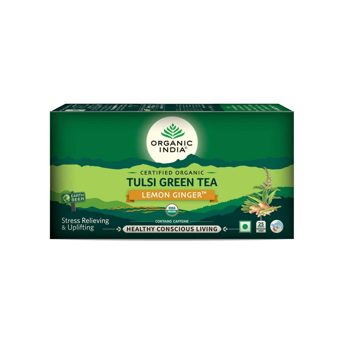 Organic India Tulsi Green Tea Lemon Ginger – zdjęcie 2