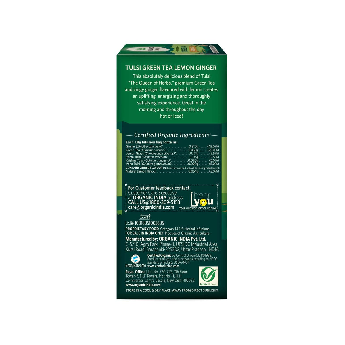 Organic India Tulsi Green Tea Lemon Ginger – zdjęcie 3