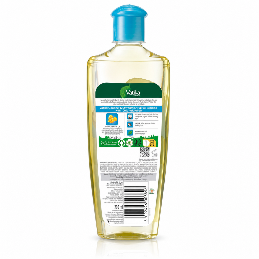 Dabur Vatika Coconut Hair Oil 200 ml back label
